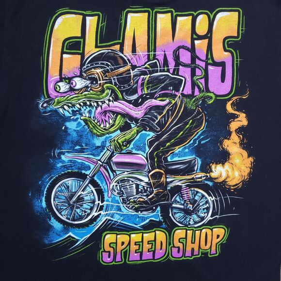 Glamis Speed Shop Rat Fink Sz XS-S Unisex Double Side Black T-Shirt Motorcycle - Picture 2 of 6